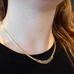 Gouden meander collier | 44 cm (meander motief), Sieraden, Tassen en Uiterlijk, Ophalen of Verzenden, Gebruikt, Overige kleuren