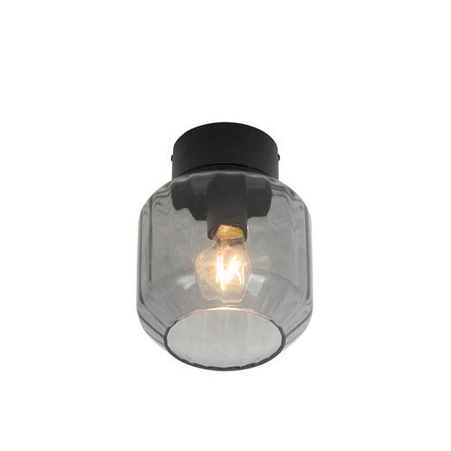 Moderne plafondlamp zwart met smoke glas - Stiklo, Huis en Inrichting, Lampen | Overige