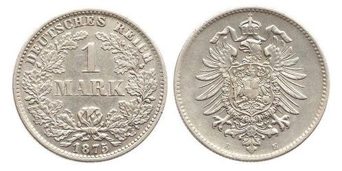 Duitsland. 1 Mark 1875 (Muldenhütten) - 1876 (Karlsruhe), Postzegels en Munten, Munten | Europa | Niet-Euromunten
