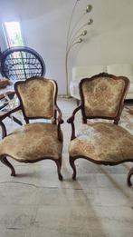 Fauteuil (2) - Hout, Textiel - 2 Luigi XV fauteuils, Antiek en Kunst