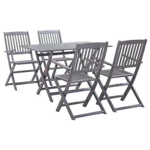 vidaXL 5-delige Tuinset massief acaciahout grijs, Tuin en Terras, Tuinsets en Loungesets, Tuinset, Nieuw, 4 zitplaatsen, Hardhout