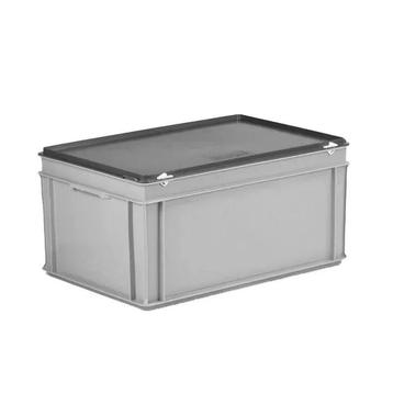 Kunststof krat met deksel 600x400x340 mm 60 liter grijs beschikbaar voor biedingen