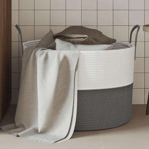 vidaXL Opbergmand Ø 51x33 cm katoen grijs en wit, Huis en Inrichting, Woonaccessoires | Schalen en Manden, Nieuw, Verzenden