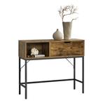[en.casa] Console tafel Tranemo sidetable zwart en houtkleur, Verzenden, Nieuw