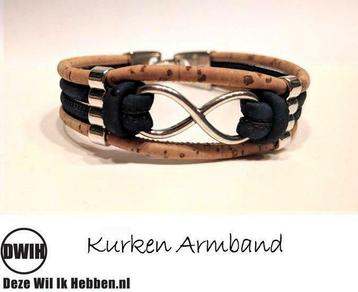 Kurken armband 22 naturel / donkerblauw, Infinity beschikbaar voor biedingen