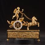 Chariot, mantel klok Napoleon III - Verguld brons - 19e, Antiek en Kunst