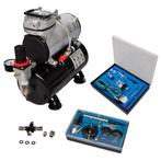 vidaXL Airbrush Compressorset met 2 pistolen, Doe-het-zelf en Verbouw, Gereedschap | Handgereedschap, Verzenden, Nieuw