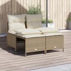 vidaXL 4-delige Loungeset met kussens poly rattan beige, Verzenden, Nieuw, Rotan, Loungeset