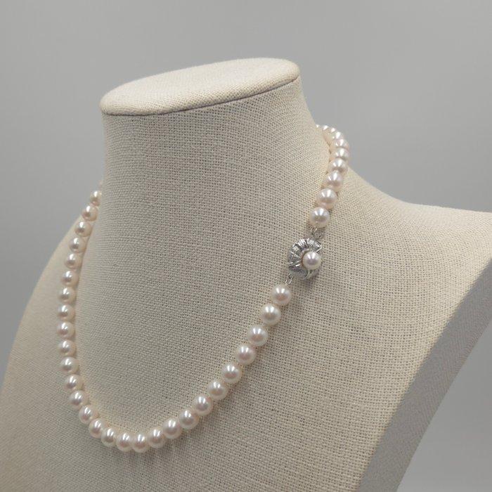 Zonder Minimumprijs - Halsketting Zilver Parel - Akoya 8.0mm, Sieraden, Tassen en Uiterlijk, Kettingen