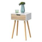 Bijzettafel nachtkastje met lade 60x40x29,5 cm wit eikenkleu
