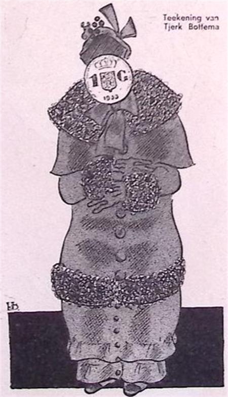 Spotprent over de Gulden tijdens recessie in 1933 (Lithos), Antiek en Kunst, Kunst | Litho's en Zeefdrukken, Verzenden