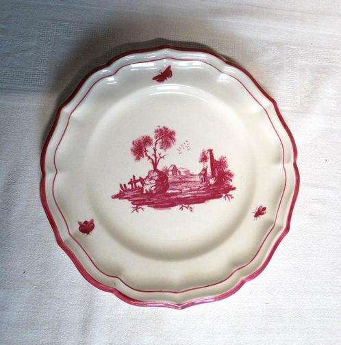 Gien - Bord (5) - Paysages roses - Aardewerk, Antiek en Kunst, Antiek | Meubels | Tafels