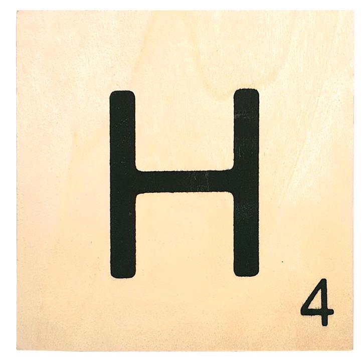 Houten Bordje 10x10x0.5cm - H - Zwarte Letter/Woordwaarde -, Huis en Inrichting, Woonaccessoires | Wanddecoraties, Nieuw, Ophalen of Verzenden
