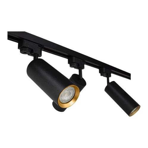 LED 1-fase Rails Zwart met gouden ring 1 Meter Inclusief 3, Huis en Inrichting, Lampen | Plafondlampen, Ophalen of Verzenden