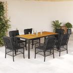 vidaXL 7-delige Tuinset met kussens poly rattan zwart, Tuin en Terras, Tuinsets en Loungesets, 6 zitplaatsen, Nieuw, Tuinset, Verzenden