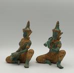 Coppia di suonatori tailandesi in bronzo - Figuur (2) -, Antiek en Kunst