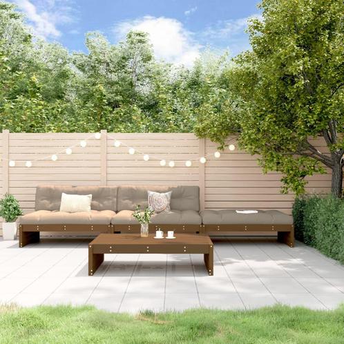 vidaXL 4-delige Loungeset met kussens massief hout, Tuin en Terras, Tuinsets en Loungesets, Loungeset, Nieuw, Hout, Verzenden