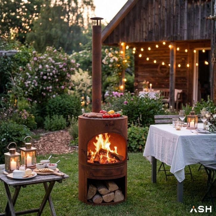 ASH® - Sunset - Tuinhaard met BBQ - Cortenstaal, Tuin en Terras, Tuinhaarden, Nieuw, Verzenden