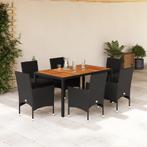 vidaXL 7-delige Tuinset met kussens poly rattan en, Tuin en Terras, Tuinsets en Loungesets, 6 zitplaatsen, Nieuw, Tuinset, Verzenden