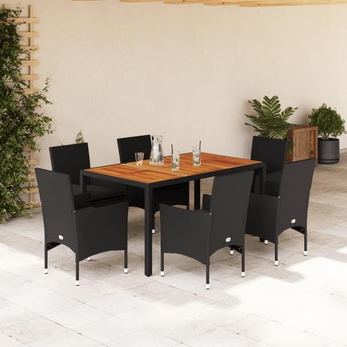 vidaXL 7-delige Tuinset met kussens poly rattan en, Tuin en Terras, Tuinsets en Loungesets, Tuinset, Nieuw, 6 zitplaatsen, Rotan