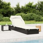 vidaXL Ligbed met inklapbaar dak 213x63x97 cm poly rattan, Tuin en Terras, Verzenden, Nieuw