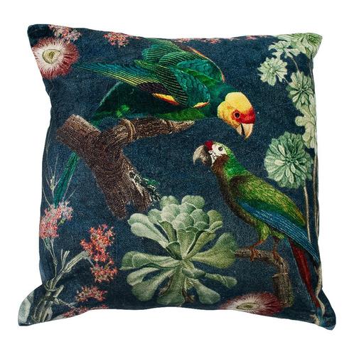 kussen fluweel charming papegaaien groen blauw 45x45cm*, Huis en Inrichting, Woonaccessoires | Overige, Verzenden