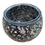 Handgemaakte zwarte mozaïek theelichthouder 11×11×9 cm, Huis en Inrichting, Woonaccessoires | Kandelaars en Kaarsen, Ophalen of Verzenden