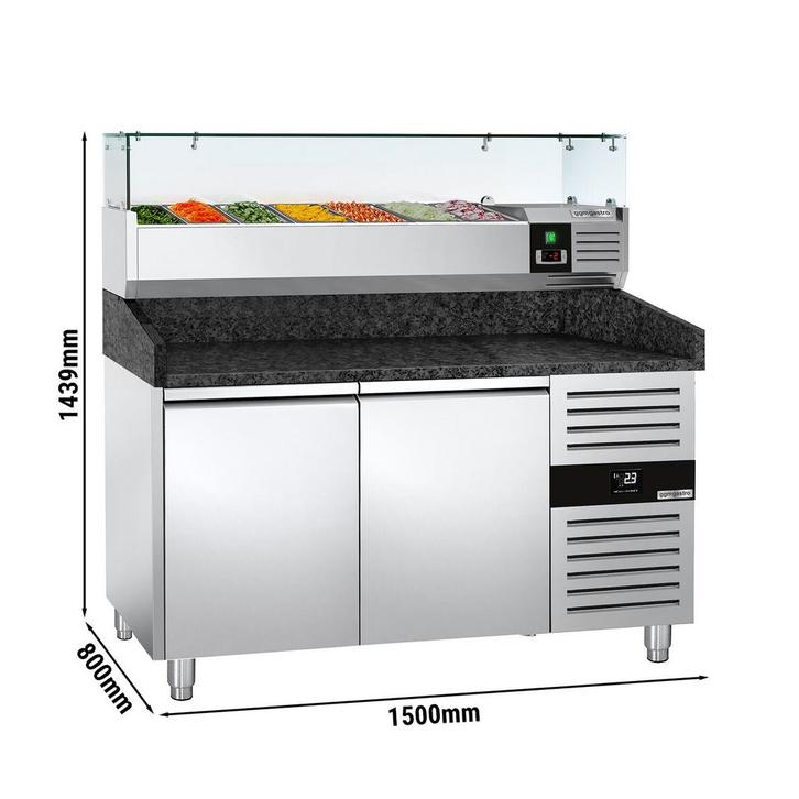 GGM Gastro | Pizza koelwerkbank PREMIUM - 1500x800mm - met 2, Zakelijke goederen, Horeca | Meubilair en Inrichting, Verzenden
