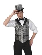 Disco Gilet Heren Zilver/Zwart, Kleding | Heren, Carnavalskleding en Feestkleding, Ophalen of Verzenden, Nieuw