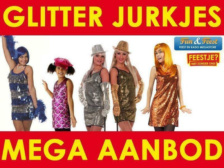 Glitterjurkje kopen - Glitterjurkjes in vele kleuren - maten, Kleding | Dames, Jurken, Nieuw, Ophalen of Verzenden