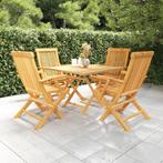 vidaXL 5-delige Tuinset massief teakhout, 4 zitplaatsen, Verzenden, Nieuw, Tuinset