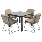 Goa Prego dining tuinset 95x95xH75 cm 5 delig HPL slate, Ophalen of Verzenden, Nieuw