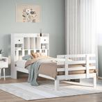 vidaXL Bed met boekenkast zonder matras grenenhout wit, 90 cm, Eenpersoons, Verzenden, Wit