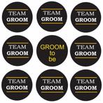 Vrijgezellenfeest button set Groom to Be en Team Groom, Kleding | Heren, Trouwkleding en Trouwaccessoires, Verzenden, Nieuw, Zwart