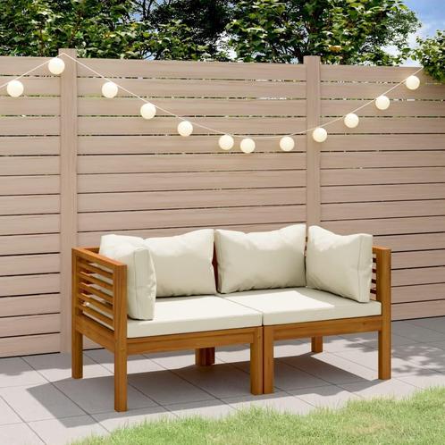vidaXL Tuinbank 2-zits met crèmekleurig kussen massief, Tuin en Terras, Tuinsets en Loungesets, Nieuw, Hardhout, Verzenden