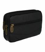 Heuptas Dubbele Rits 17cm Leder Zwart, Nieuw