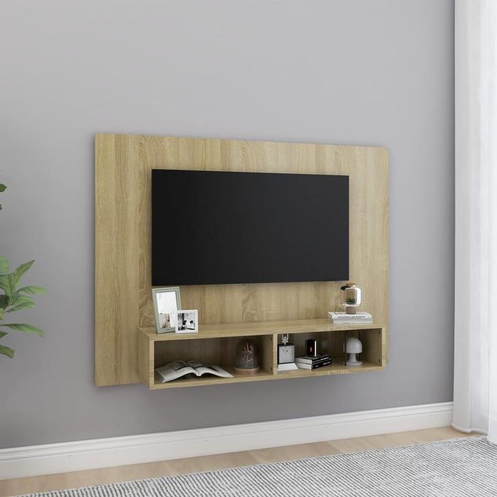 vidaXL Tv-wandmeubel 120x23,5x90 cm bewerkt hout sonoma, Huis en Inrichting, Kasten | Televisiemeubels, Minder dan 25 cm, Nieuw