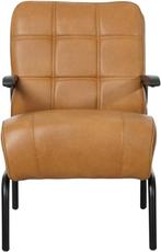Cognac leren industriële retro fauteuil - Granada leer Sahar, Huis en Inrichting, Fauteuils, Nieuw, Ophalen of Verzenden, 50 tot 75 cm