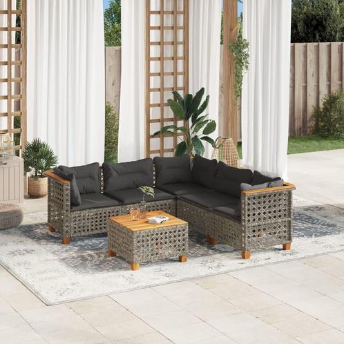 vidaXL 6-delige Loungeset met kussens poly rattan grijs, Tuin en Terras, Tuinsets en Loungesets, Loungeset, Nieuw, Rotan, Verzenden