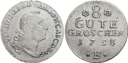 8 Gute Groschen 1758 B Anhalt-bernburg Victor Friedrich 1..., Postzegels en Munten, Munten | Europa | Niet-Euromunten, Verzenden