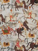 Zeldzaam Art Dèco-textiel met racepaarden - 300x280cm -