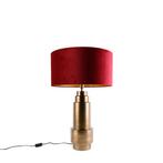Tafellamp brons velours kap rood met goud 50 cm - Bruut, Huis en Inrichting, Nieuw, Overige materialen, Art Deco, 75 cm of meer