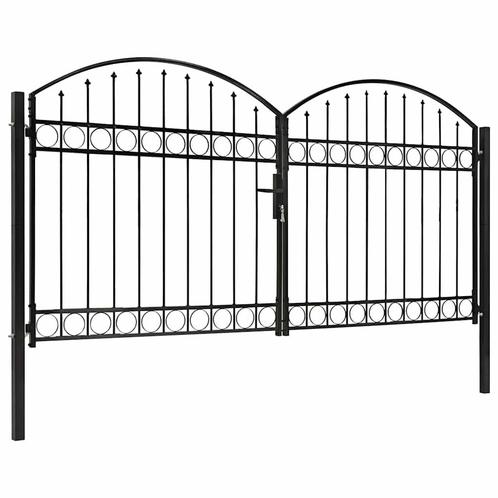 vidaXL Poort met gebogen bovenkant dubbel 300x150 cm staal, Tuin en Terras, Tuinpoorten, Nieuw, Verzenden