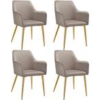 Eetkamerstoel Avane, fluweellook, gestoffeerd - taupe, Set v, Huis en Inrichting, Stoelen, Verzenden, Nieuw