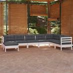 vidaXL 8-delige Loungeset met kussens massief grenenhout wit, Verzenden, Nieuw, Loungeset