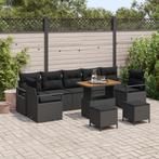 vidaXL 10-delige tuinset met kussens zwart poly rattan en, Verzenden, Nieuw, Rotan, Tuinset