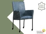 Leren eetkamerstoel Comfort met wieltjes en armleuning, Huis en Inrichting, Stoelen, Overige kleuren, Nieuw, Leer, Ophalen of Verzenden