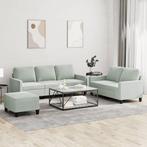 vidaXL 3-delige Loungeset met kussens fluweel lichtgrijs, Huis en Inrichting, Verzenden, Nieuw, Vierpersoons of meer, Stof