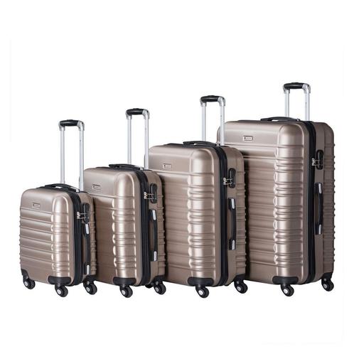 Trolley Reiskofferset / Kofferset Rome - 4-delig - Champagne, Sieraden, Tassen en Uiterlijk, Koffers, Nieuw, Verzenden