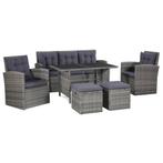 vidaXL 6-delige Loungeset met kussens poly rattan grijs, Tuin en Terras, 6 zitplaatsen, Nieuw, Loungeset, Verzenden